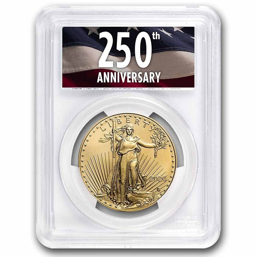 2026 1 oz American Gold Eagle MS-70 PCGS (FS, 250th Anniv Label)