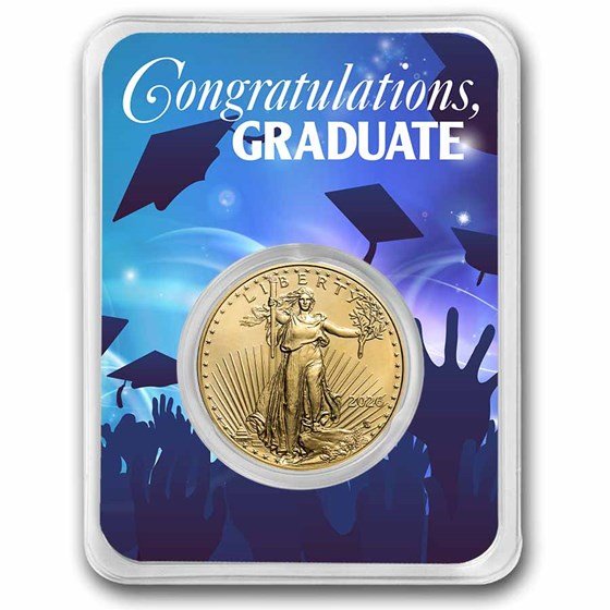 2025 1/2 oz Gold Eagle - w/Celebrate Graduate Card, In TEP