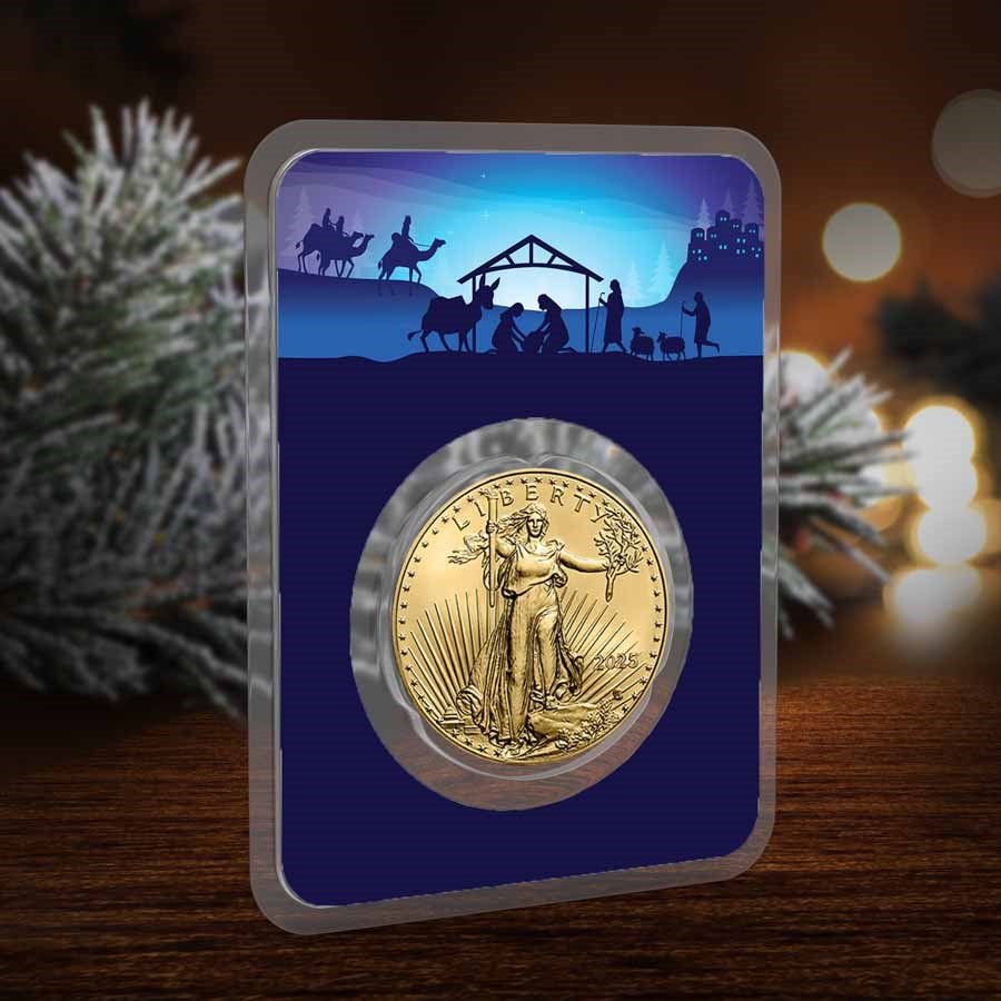 2025 1/2 oz American Gold Eagle - w/Starry Night Nativity Card