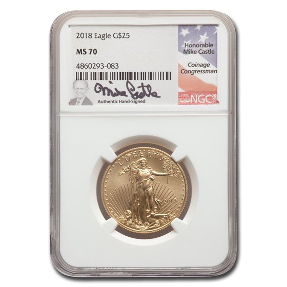 2018 1/2 oz American Gold Eagle MS-70 NGC (Mike Castle)