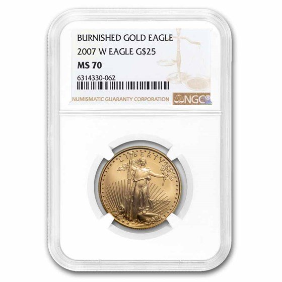 2007-W 1/2 oz Burnished American Gold Eagle MS-70 NGC
