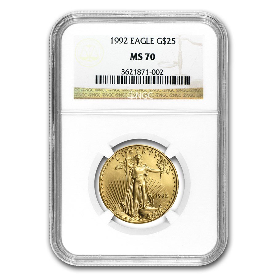 1992 1/2 oz American Gold Eagle MS-70 NGC