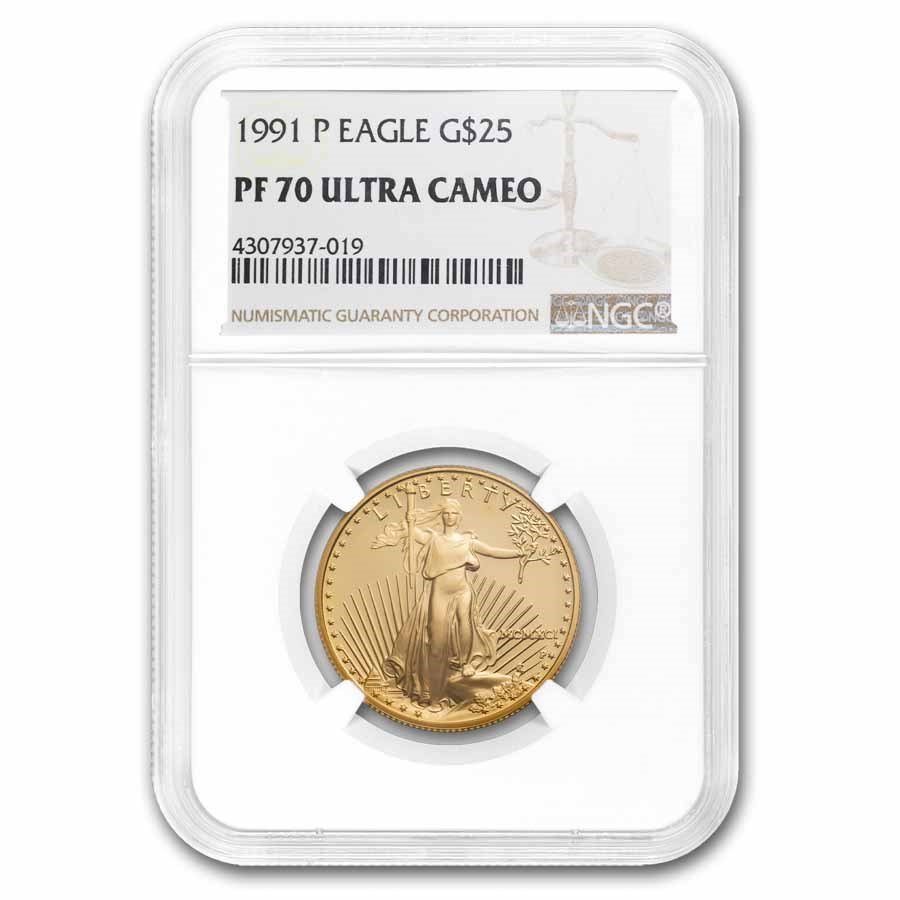 1991-P 1/2 oz Proof American Gold Eagle PF-70 UCAM NGC