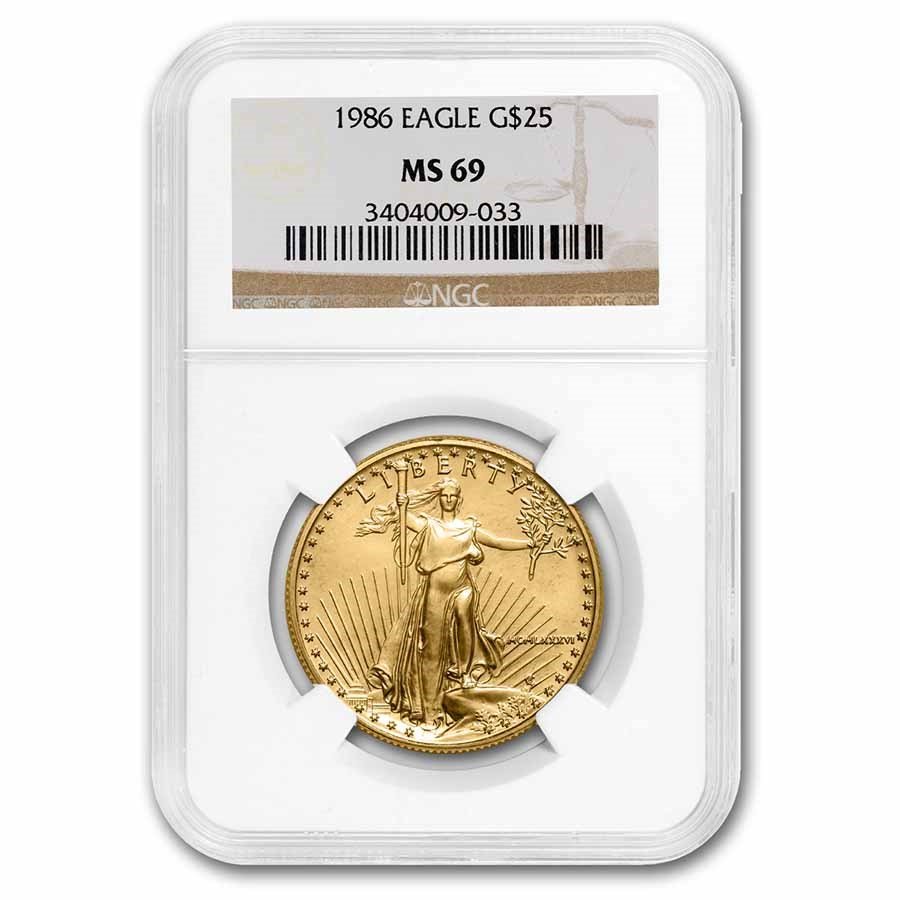 1986 1/2 oz American Gold Eagle MS-69 NGC