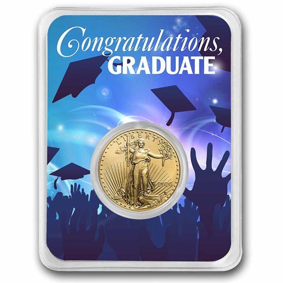 2025 1/4 oz Gold Eagle - w/Celebrate Graduate Card, In TEP