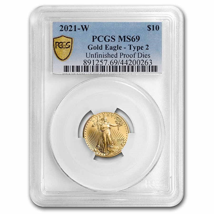 2021-W 1/4 oz Gold Eagle MS-69 PCGS (Unfinished Proof Dies)