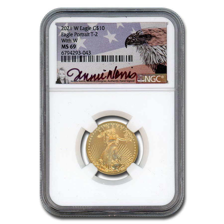 2021-W 1/4 oz American Gold Eagle (Type 2) MS-69 NGC (Norris)