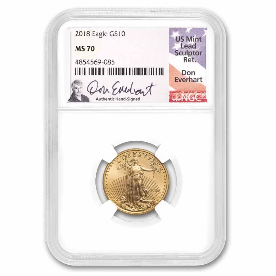 2018 1/4 oz American Gold Eagle MS-70 NGC (Everhart)