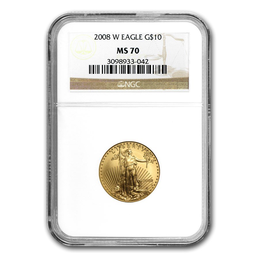 2008-W 1/4 oz Burnished American Gold Eagle MS/SP-70 NGC