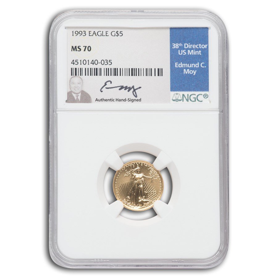 1993 1/10 oz American Gold Eagle MS-70 NGC (Moy)
