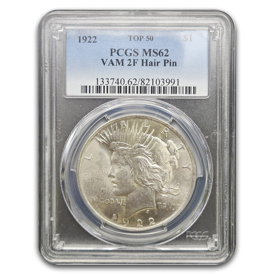 1922 Peace Dollar MS-62 PCGS (VAM 2F Hair Pin)