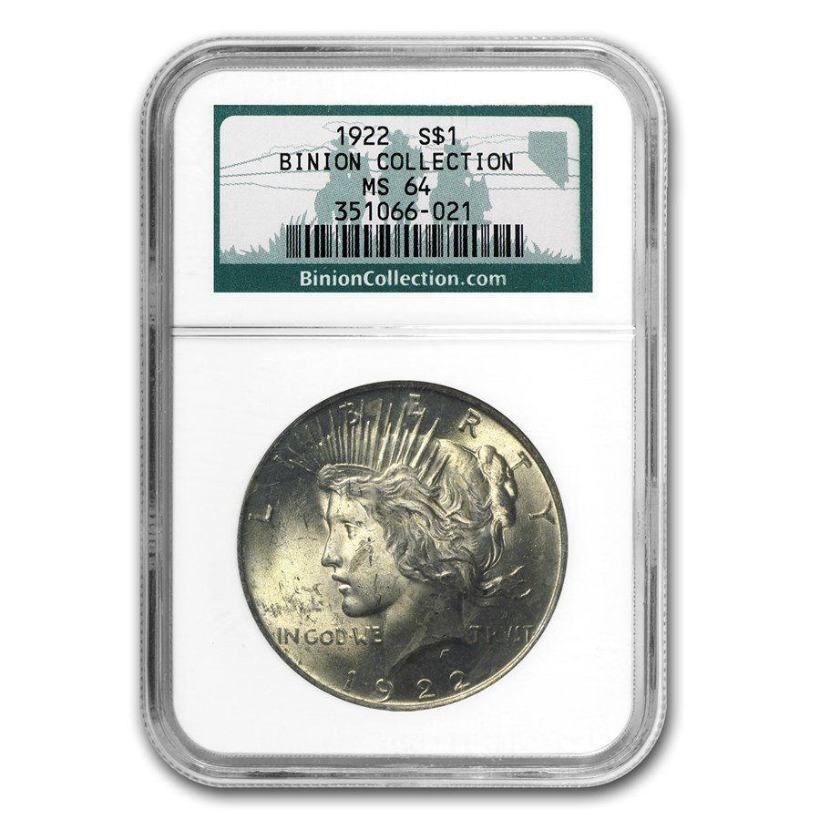 1922 Peace Dollar MS-64 NGC (Binion Collection)