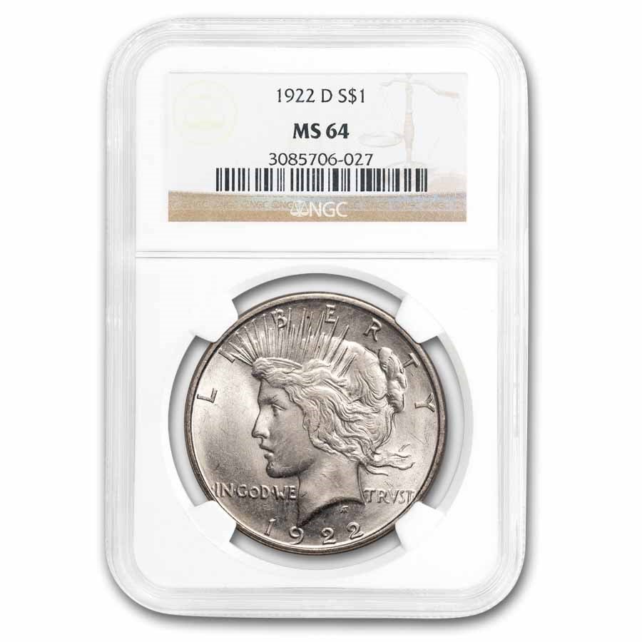 1922-D Peace Dollar MS-64 NGC