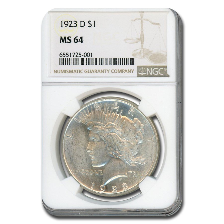 1923-D Peace Dollar MS-64 NGC