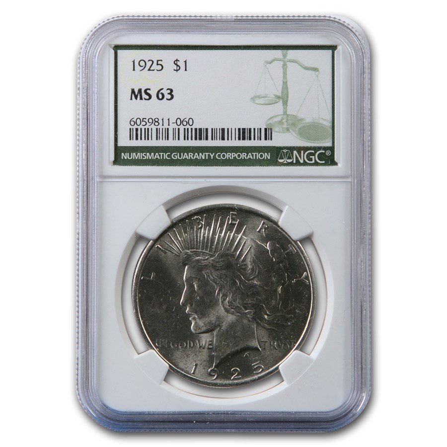 1925 Peace Dollar MS-63 NGC (Green Label)