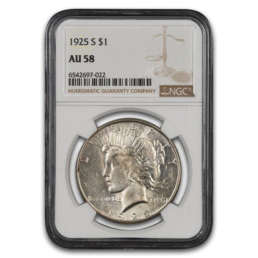 1925-S Peace Dollar AU-58 NGC