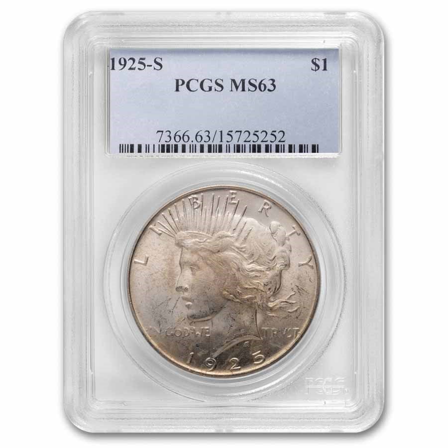 1925-S Peace Dollar MS-63 PCGS