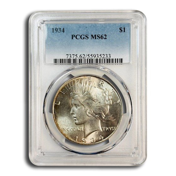 1934 Peace Dollar MS-62 PCGS