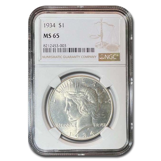 1934 Peace Dollar MS-65 NGC