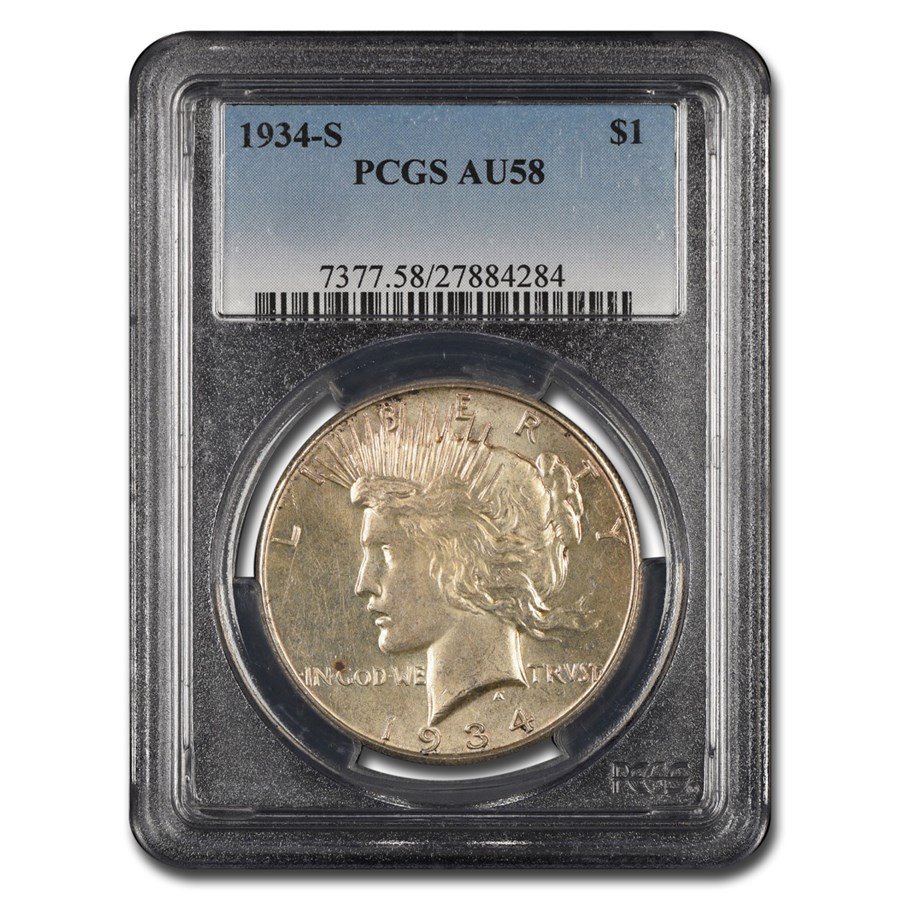 1934-S Peace Dollar AU-58 PCGS