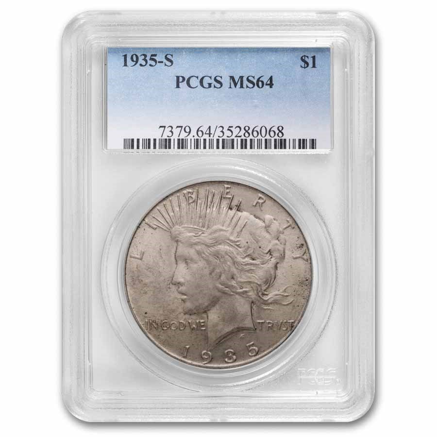 1935-S Peace Dollar MS-64 PCGS