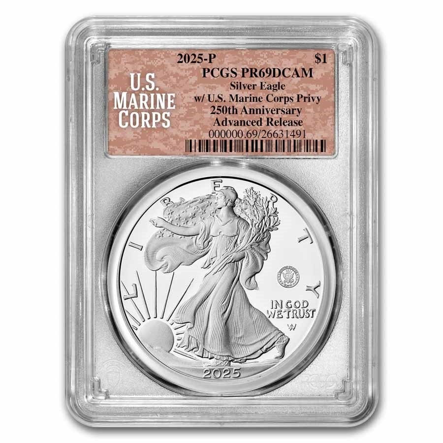2025-P Proof Silver Eagle PR-69 PCGS (Marine Privy, AR, Marine)