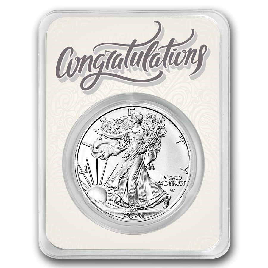 2025 1 oz Silver Eagle - w/Congrats, Newlyweds Card, In TEP