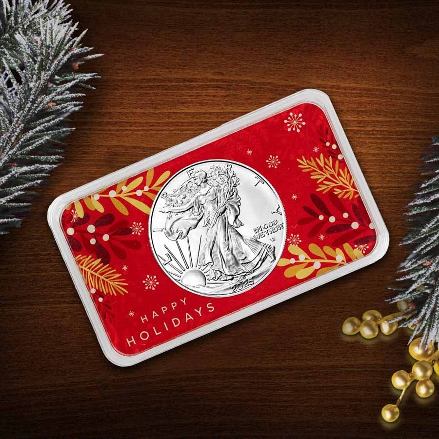2025 1 oz American Silver Eagle - w/Premium Case, Happy Holidays
