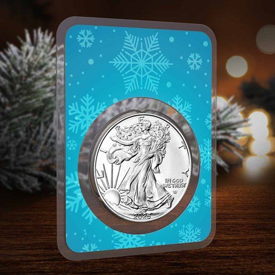 2025 1 oz American Silver Eagle - w/Snowflakes Card