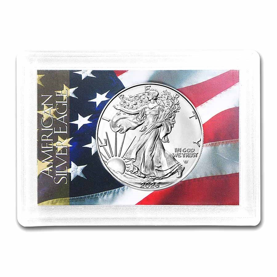 2025 1 oz Silver Eagle - w/Harris Holder, American Flag Design