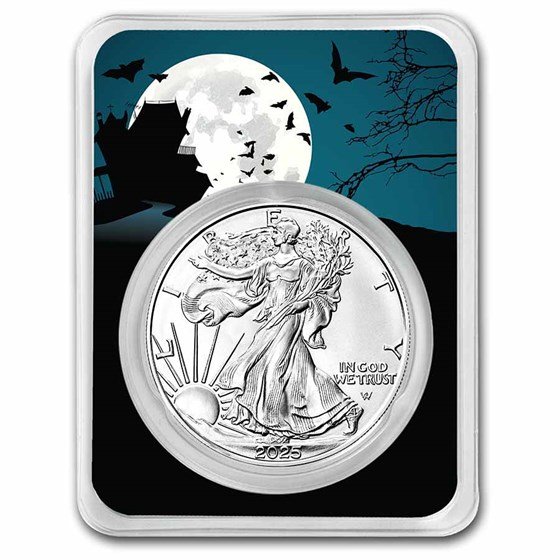 2025 1 oz American Silver Eagle (w/Haunted House Card, In TEP)