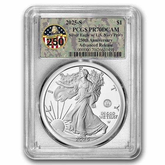 2025-S 1 oz Proof Silver Eagle PR-70 PCGS (Navy Privy, AR, Navy)