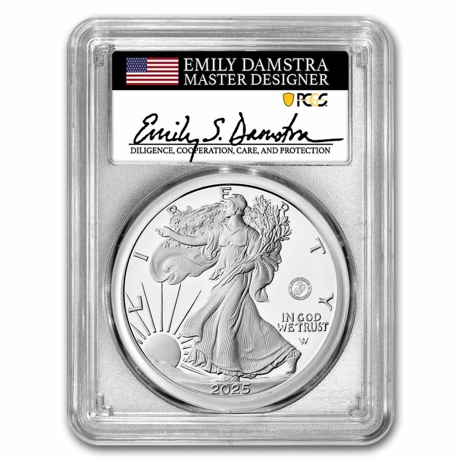 2025-P Proof Silver Eagle PR-70 PCGS (Marine Privy, AR, Damstra)