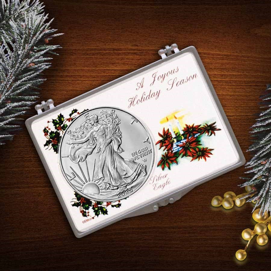 2025 1 oz American Silver Eagle - w/Snap-Lock, Joyous Holiday