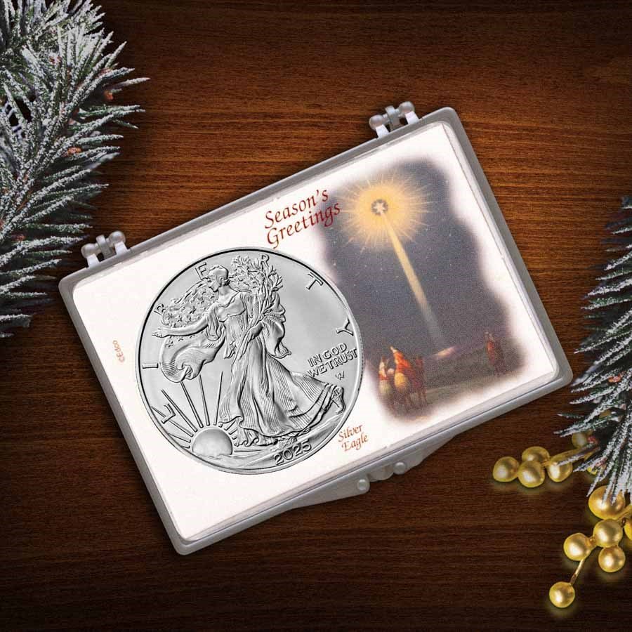 2025 1 oz American Silver Eagle - w/Snap-Lock, Season's Greetings
