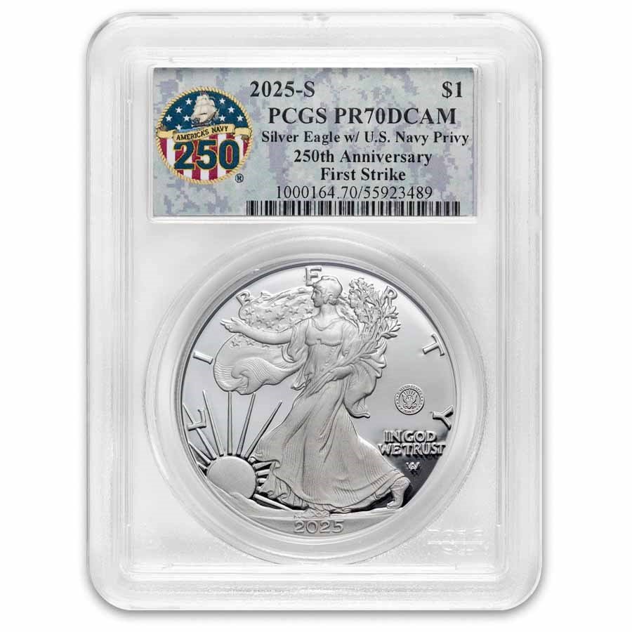 2025-S 1 oz Proof Silver Eagle PR-70 PCGS (Navy Privy, FS, Navy)