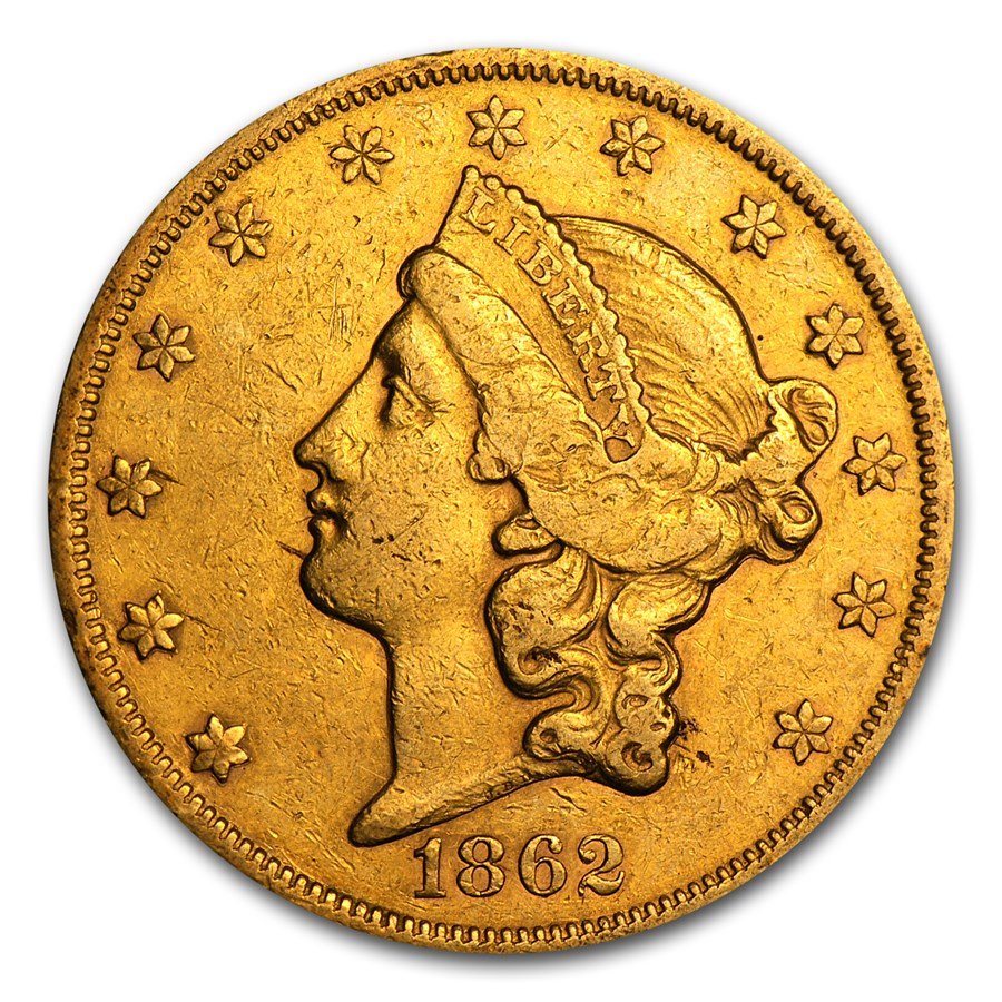 1850-1866 $20 Liberty Gold Double Eagle Type 1 XF