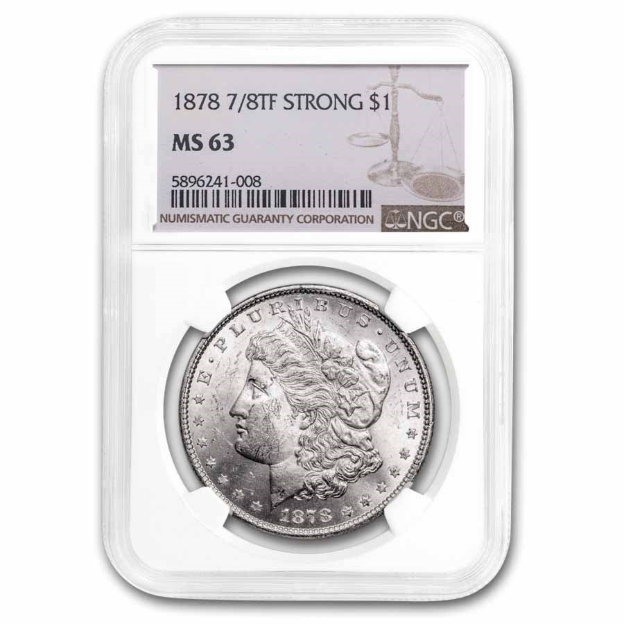 1878 Morgan Dollar 7/8 TF MS-63 NGC (Strong)