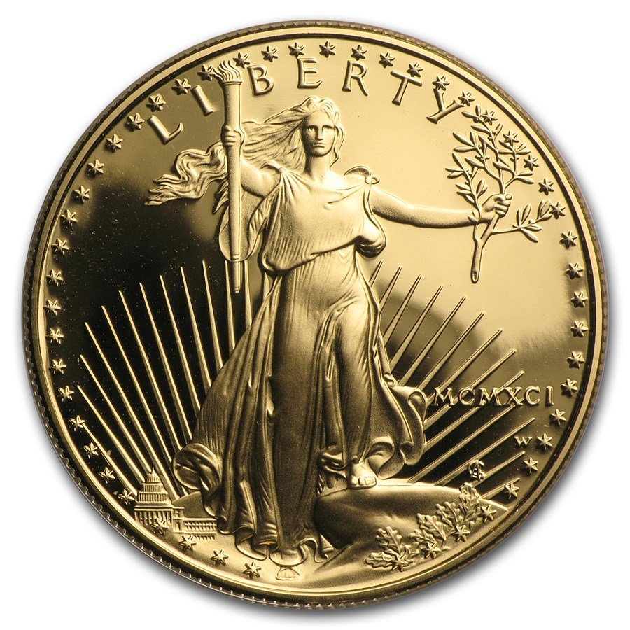 1991-W 1 oz Proof American Gold Eagle (w/Box & COA)