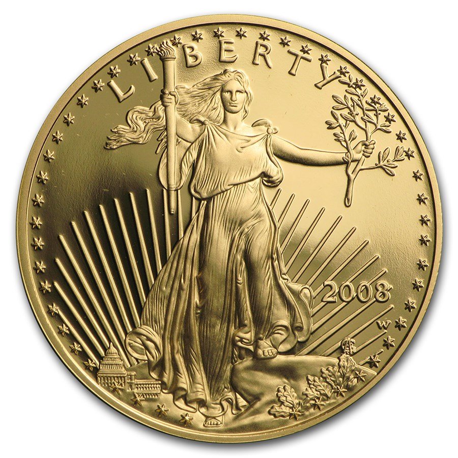 2008-W 1/2 oz Proof American Gold Eagle (w/Box & COA)
