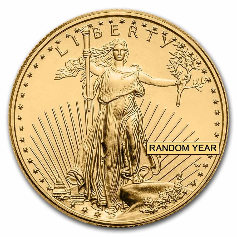 1/2 oz Burnished American Gold Eagle (Random Year, w/Box & COA)