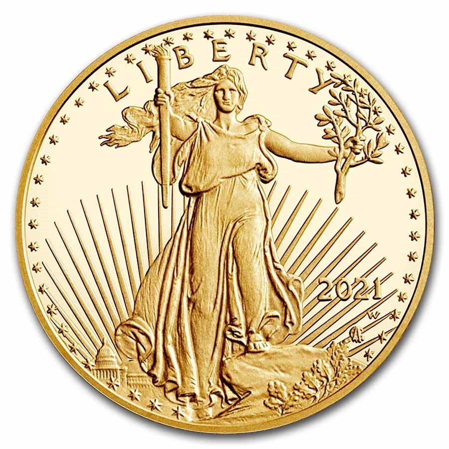 2021-W 1/2 oz Proof American Gold Eagle (Type 2) (w/Box & COA)
