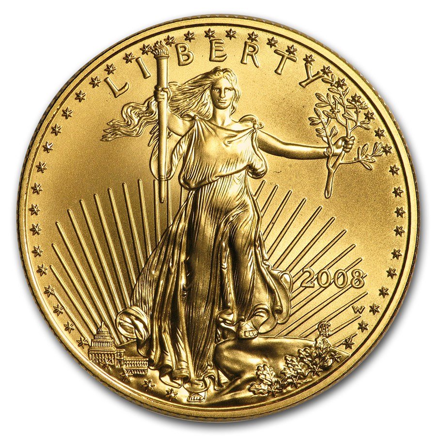 2008-W 1/2 oz Burnished American Gold Eagle (w/Box & COA)