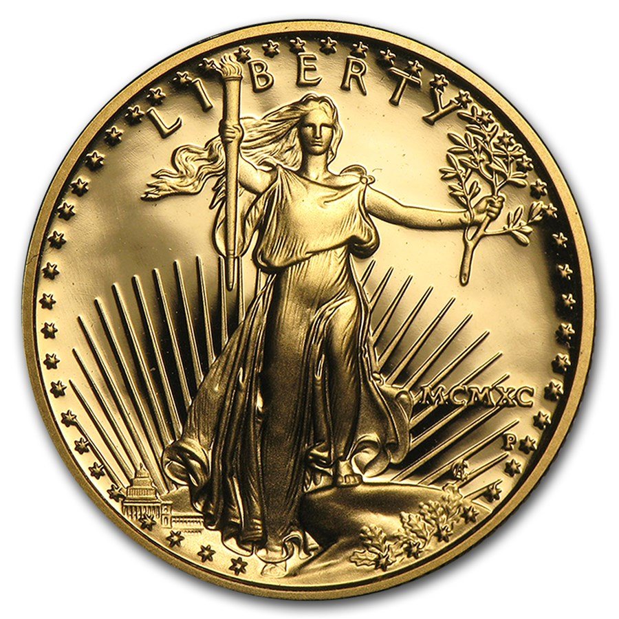 1990-P 1/4 oz Proof American Gold Eagle (w/Box & COA)