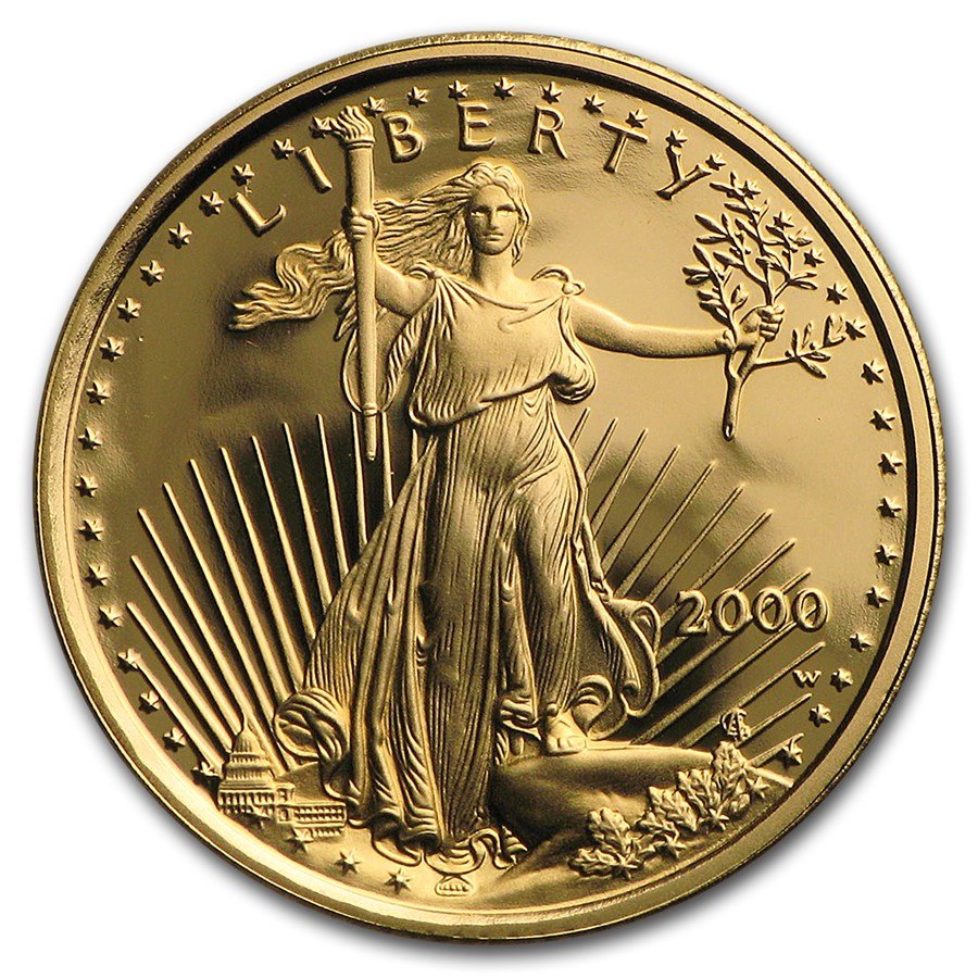 2000-W 1/10 oz Proof American Gold Eagle (w/Box & COA)