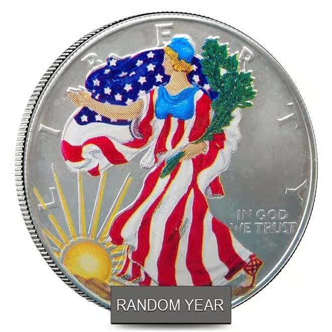 1 oz Silver American Eagle $1 Colorized Coin (Random Year)