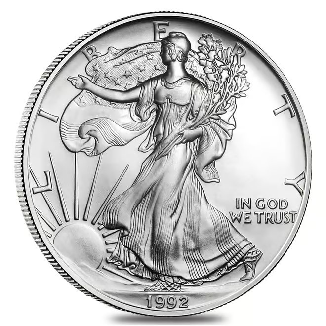 1992 1 oz Silver American Eagle $1 Coin BU