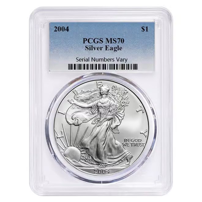 2004 1 oz Silver American Eagle $1 Coin PCGS MS 70
