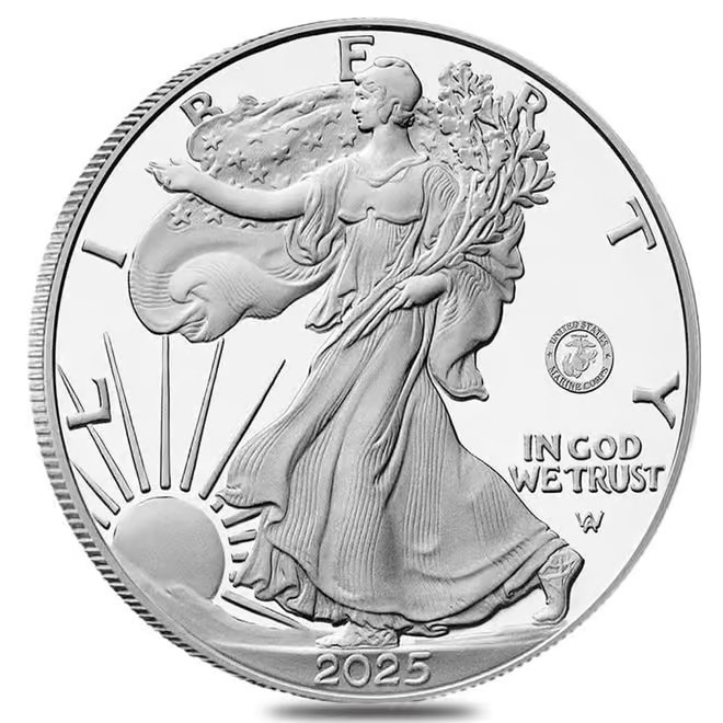 2025-P Marine Corps Privy 1 oz Proof Silver American Eagle PCGS PF 69 FS