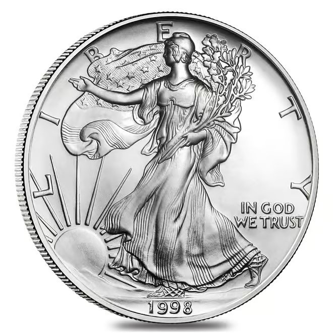 1998 1 oz Silver American Eagle $1 Coin BU